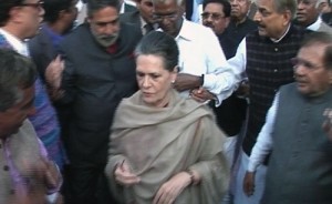 Sonia Gandhi in a Protest March