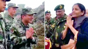 Chinese Soldiers, China Go Gaga Over Our Lady Defense Minister "Namaste"...
