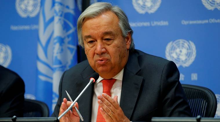 UN Secretary General Guterres speaks at a news conference ahead of the 72nd United Nations General Assembly at U.N. headquarters in New York