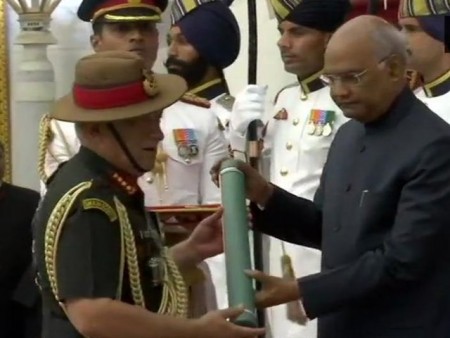 Army Chief General Bipin Rawat conferred with Param Vishisht Seva Medal by President Ram Nath Kovind, at Rashtrapati Bhawan, today.our voice, we r India