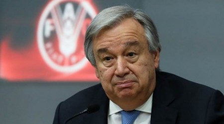 U.N. Secretary-General Antonio Guterres talks during a news conference at the end of a summit, to address Palestinian UNWRA funding crisis, at the U.N. Food and Agriculture Organization (FAO) headquarter in Rome, Italy March 15, 2018. REUTERS/Remo Casilli