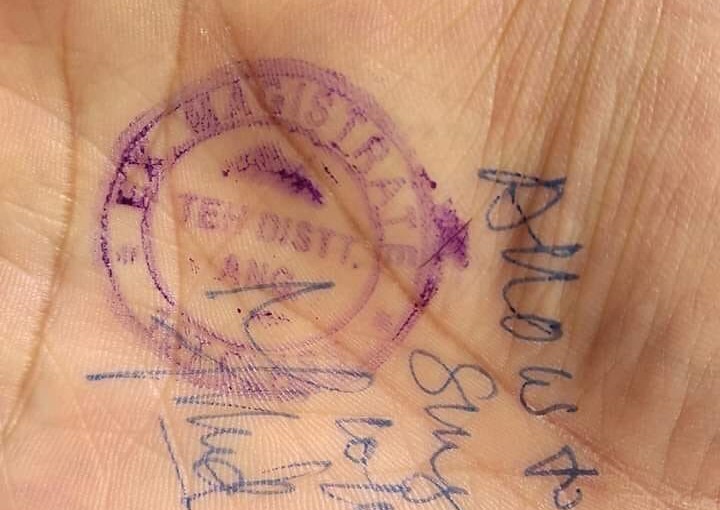 Stamp on the palm is the permission you need to use J&K highway