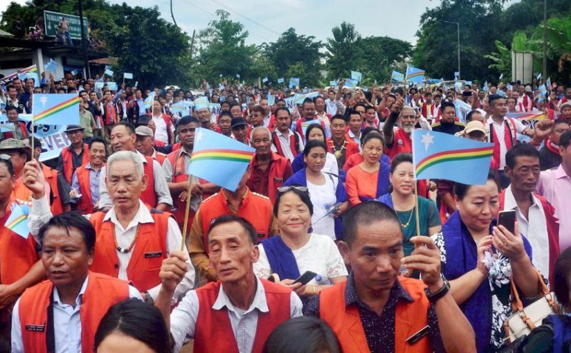 Naga Students' Federation celebrates Naga Independence Day by hoisting their flag