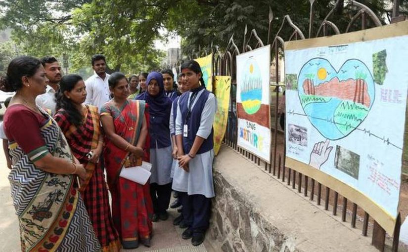 Open Air Art Exhibition By School Students Bases On Social Awareness In India