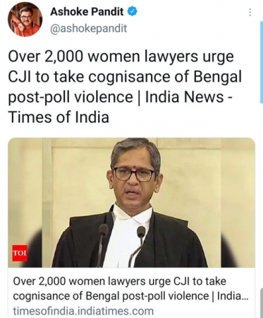 Over 2000 Women Lawyers Across Country Ask CJI & Union Home Minister To Take Cognizance Of Post-Poll Violence in Bengal, Demand SIT .