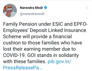 Central Gov’t Announces Further Measures To Help Families Who Lost The Earning Member Due To Covid