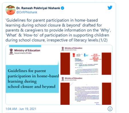 Guidelines Have Been Issued For Parents Participation In Home-Based Learning During School Closure