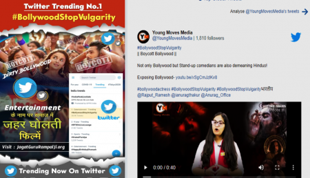 #BollywoodStopVulgarity Twitter Trending No. 1 in India