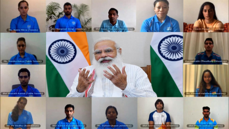PM interacts with Indian athletes’ contingent bound for Tokyo Olympics