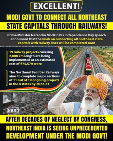A Major Boost: Modi Govt To Connect All Northeast State Capitals Through Railways