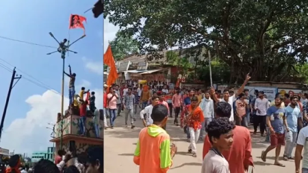 Chhattisgarh: Hindu Groups Reinstall Saffron Flag At The Same Spot Where Muslim Mob Had Ripped It Off
