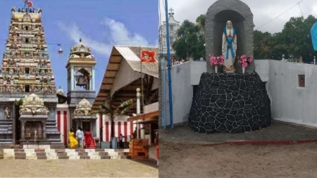 Christians Install Mary Statue In Front Of Ancient Hindu Temple In Sri Lanka After Removing Arch Put By Temle