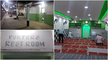 They Sit For Namaz On Public Road And Construct Masjid In Restroom!! Shocking! Bangalore Railway Station, Platform No 6, Porters Rest Room Converted Into Masjid